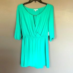 Spring dress, teal green color